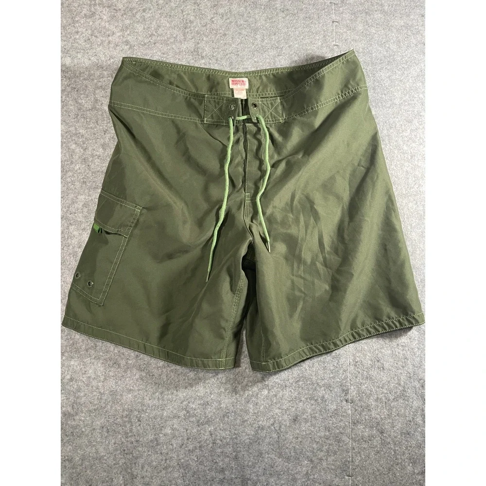 Mossimo Supply Co Mens Olive Green Board Shorts Size 38 Cargo Pocket Swim Trunks